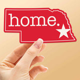Red Nebraska Home Sticker