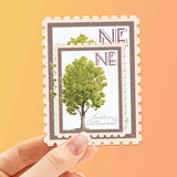 Nebraska State Tree Eastern Cottonwood Sticker - NE Vintage Stamp Decal