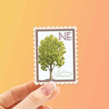 Nebraska State Tree Eastern Cottonwood Sticker - NE Vintage Stamp Decal