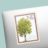Nebraska State Tree Eastern Cottonwood Sticker - NE Vintage Stamp Decal