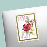 New York State Flower Rose Sticker - NY Vintage Stamp Decal