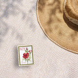 New York State Flower Rose Sticker - NY Vintage Stamp Decal