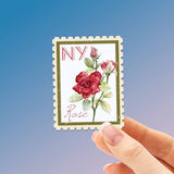 New York State Flower Rose Sticker - NY Vintage Stamp Decal