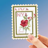 New York State Flower Rose Sticker - NY Vintage Stamp Decal