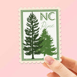 North Carolina State Tree Pine Sticker - NC Vintage Stamp Decal