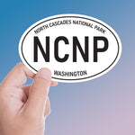 Large North Cascades National Park White Oval Bumper Sticker, Washington Decal for Hydroflask Water Bottle & Laptop, Pacific Northwest Gift