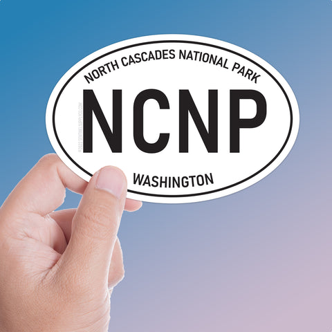 Large North Cascades National Park White Oval Bumper Sticker, Washington Decal for Hydroflask Water Bottle & Laptop, Pacific Northwest Gift