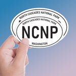 Set of 2 North Cascades National Park White Oval Bumper Sticker, Washington Decal for Hydroflask Water Bottle & Laptop, Pacific Northwest Gift