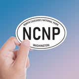 Small North Cascades National Park White Oval Bumper Sticker, Washington Decal for Hydroflask Water Bottle & Laptop, Pacific Northwest Gift