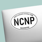 North Cascades National Park Washington White Oval Sticker on Laptop