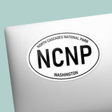 North Cascades National Park Washington White Oval Sticker on Laptop