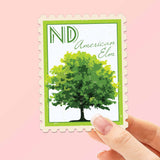 North Dakota State Tree American Elm Sticker - ND Vintage Stamp Decal