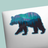 Cool Northern Lights Bear Sticker on Laptop