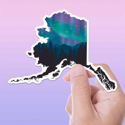 Cool Night Sky Alaska Northern Lights Sticker 