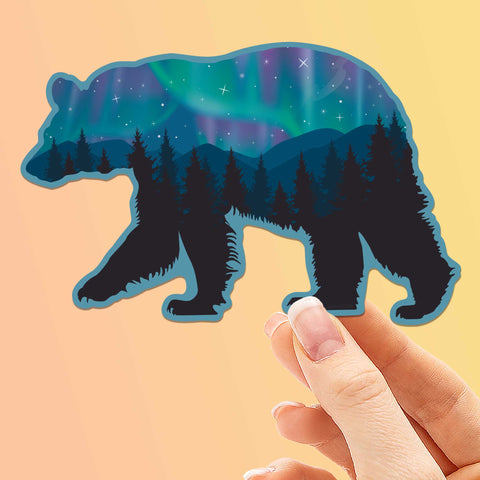 Northern Lights Bear Sticker Large