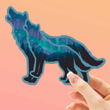 Northern Lights Wolf Sticker - Cool Aurora Decals