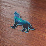 Northern Lights Wolf Sticker - Cool Aurora Decals