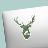 Oh Deer Antler Buck Sticker on Laptop