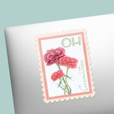 Ohio State Flower Carnation Sticker - OH Vintage Stamp Decal