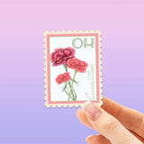Ohio State Flower Carnation Sticker - OH Vintage Stamp Decal