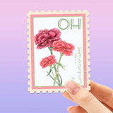 Ohio State Flower Carnation Sticker - OH Vintage Stamp Decal