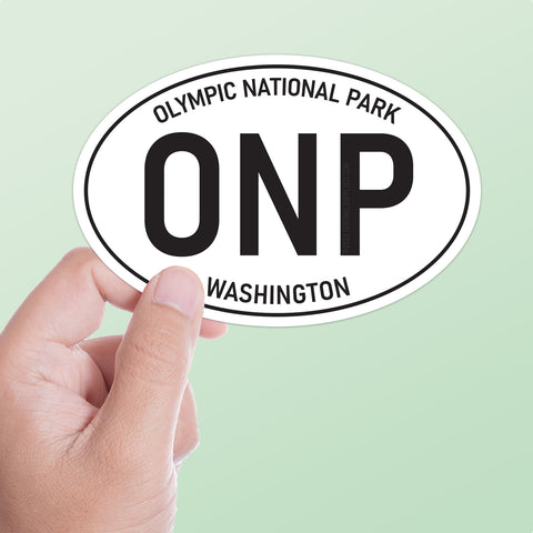 Large Olympic National Park White Oval Bumper Sticker, Washington Decal for Hydroflask Water Bottle & Laptop, Pacific Northwest Gift