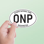 Small Olympic National Park White Oval Bumper Sticker, Washington Decal for Hydroflask Water Bottle & Laptop, Pacific Northwest Gift