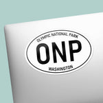 Olympic National Park Washington White Oval Sticker on Laptop