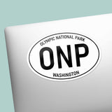 Olympic National Park Washington White Oval Sticker on Laptop