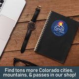 Ophir Pass Sticker on Journal. Find tons more Colorado stickers with CO cities, Rocky Mountain Passes, & 14ers in our shop