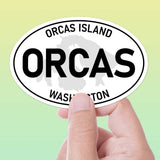 Large Orcas Island WA White Oval Bumper Stickers, San Juan Islands Washington Decal  for Hydroflask Water Bottle & Laptop, Pacific Northwest Gift