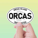 Small Orcas Island WA White Oval Bumper Stickers, San Juan Islands Washington Decal  for Hydroflask Water Bottle & Laptop, Pacific Northwest Gift
