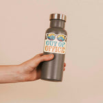 Out of Office Camping Decal on Water Bottle