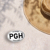 Pittsburgh White Oval Bumper Stickers - PGH Pennsylvania Decal