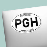 Pittsburgh White Oval Bumper Stickers - PGH Pennsylvania Decal