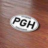 Pittsburgh White Oval Bumper Stickers - PGH Pennsylvania Decal