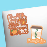 Regular Pumpkin Spice Latte PSL Sticker and Pumpkin Spice & Everything Nice Sticker on Laptop