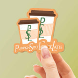 Pumpkin Spice Latte PSL Sticker Mini and Regular Size Comparison