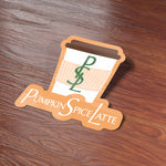 Pumpkin Spice Latte PSL Sticker on Wood Background