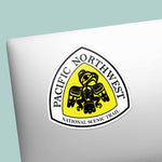 Pacific Northwest Trail Sign Decal on Laptop