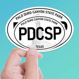 Set of 2 Palo Duro Canyon State Park Texas White Oval Bumper Sticker, Amarillo TX Panhandle Decal for Hydroflask Water Bottle & Laptop