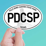 Large Palo Duro Canyon State Park Texas White Oval Bumper Sticker, Amarillo TX Panhandle Decal for Hydroflask Water Bottle & Laptop
