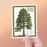 Pennsylvania State Tree Eastern Hemlock Sticker - PA Vintage Stamp Decal