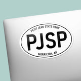 Petit Jean State Park Arkansas White Oval Sticker on Laptop