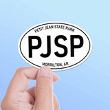 Small Petit Jean State Park Arkansas White Oval Bumper Sticker - Fort Smith Conway AR Decal for Hydroflask Water Bottle & Laptop - Southern Gifts