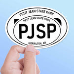 Set of 2 Petit Jean State Park Arkansas White Oval Bumper Sticker - Fort Smith Conway AR Decal for Hydroflask Water Bottle & Laptop - Southern Gifts