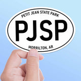 LArge Petit Jean State Park Arkansas White Oval Bumper Sticker - Fort Smith Conway AR Decal for Hydroflask Water Bottle & Laptop - Southern Gifts