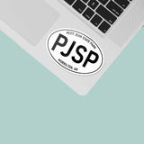 Petit Jean State Park Arkansas White Oval Decal on Laptop