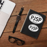 Petit Jean State Park Arkansas White Oval Stickers on Journal with Macbook