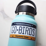 Go Birds Pennsylvania License Plate Sticker on Water Bottle